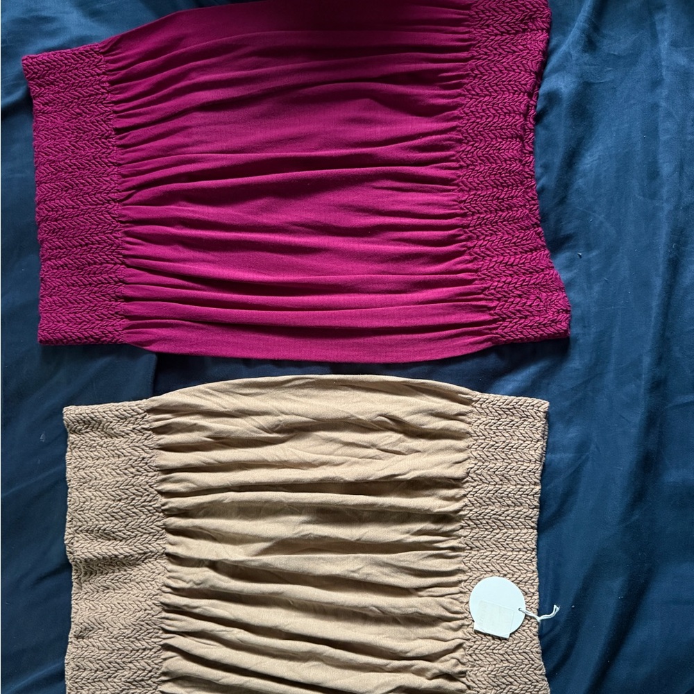 Ruched Tube Tops in Magenta and Tan